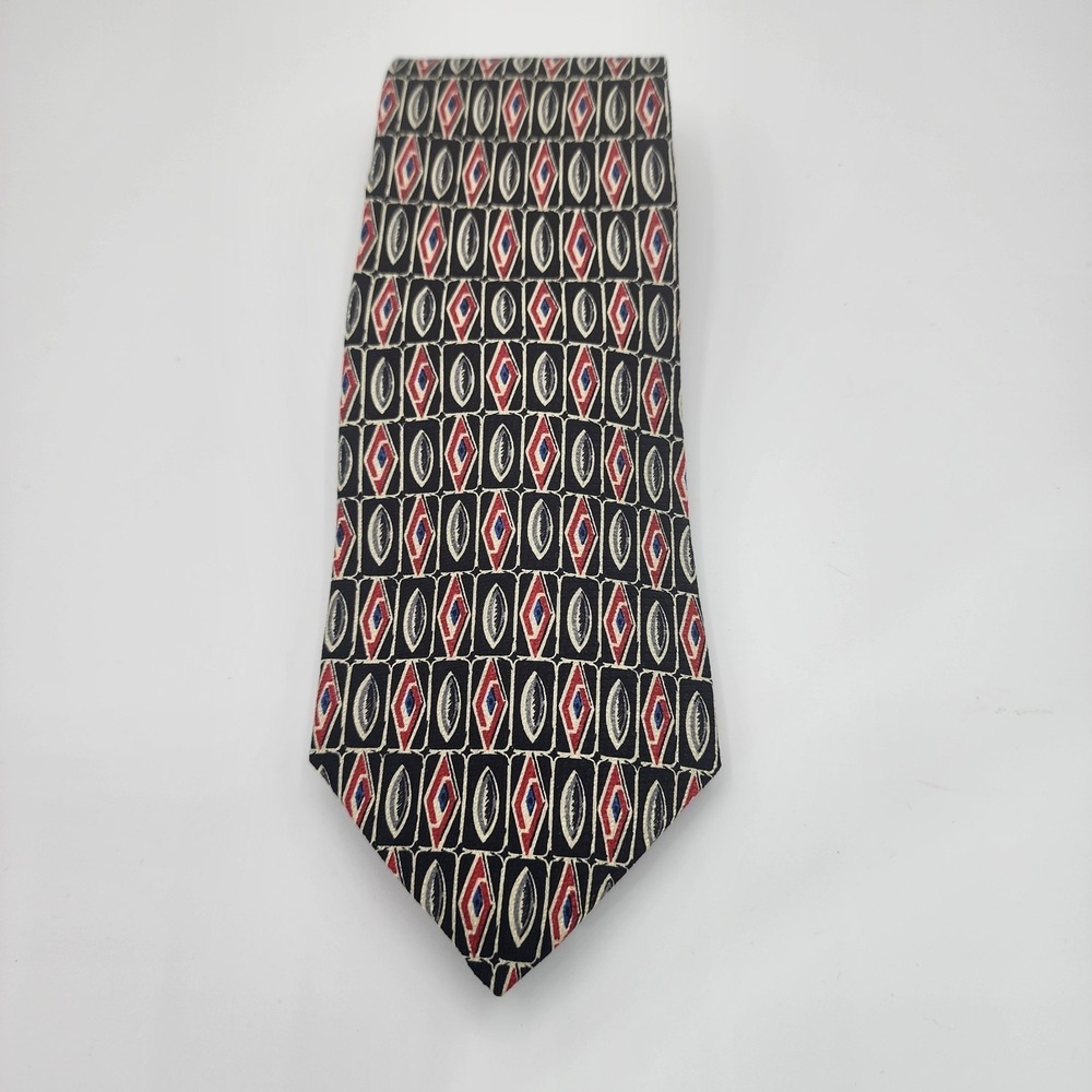 Vintage Burrbery Silk Tie Red Black‎ & Gray Silk